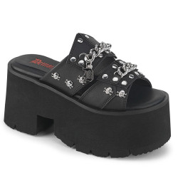 Demonia ASHES-08 Black Vegan Platform Women Mules