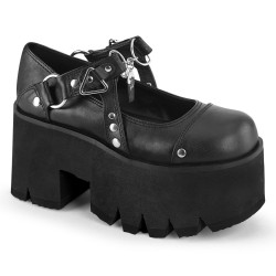 Demonia ASHES-33 Black Vegan Chunky Women Shoes