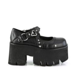 Demonia ASHES-33 Black Vegan Chunky Women Shoes