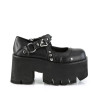 Demonia ASHES-33 Black Vegan Chunky Women Shoes
