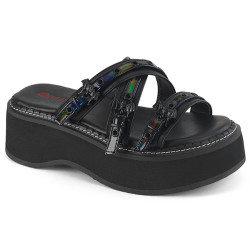 Demonia EMILY-07 Black Vegan Platform Women Mules