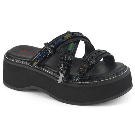 Demonia EMILY-07 Black Vegan Platform Women Mules