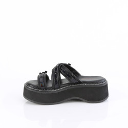 Demonia EMILY-07 Black Vegan Platform Women Mules