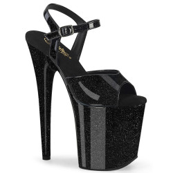 Pleaser FLAMINGO-809GP Black Glitter Pole Dance Shoes