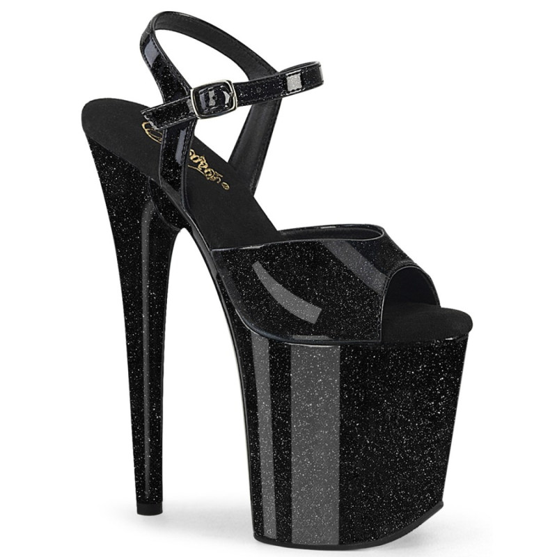 Pleaser FLAMINGO-809GP Black Glitter Pole Dance Shoes Pleaser FLAMINGO-809GP Black Glitter Pole Dance Shoes