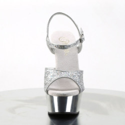 Pleaser DELIGHT-609G Silver Glitter Platform High Heels