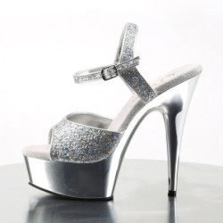 Pleaser DELIGHT-609G Silver Glitter Platform High Heels