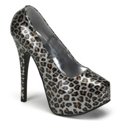 Bordello TEEZE-37 Silver Cheetah Patent Sale Women