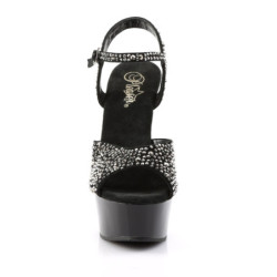 Pleaser DELIGHT-609RS Black Suede Pewter Strass Sale