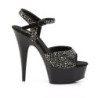 Pleaser DELIGHT-609RS Black Suede Pewter Strass Sale