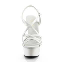 Pleaser DELIGHT-613 White Criss Cross Straps High Heels