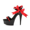 Pleaser DELIGHT-615 Black-Red Platform High Heel Sandal