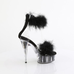 Pleaser DELIGHT-624F Black Feathers Platform Heeled Shoes