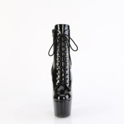 Pleaser ADORE-1020GP Black Glitter Patent Ankle Boots