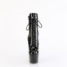 Pleaser ADORE-1020GP Black Glitter Patent Ankle Boots