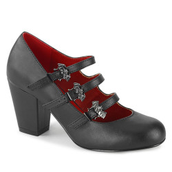 Demonia VIVIKA-38 Black Vegan Maryjane Block Heel Pumps