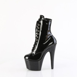 Pleaser ADORE-1020GP Black Glitter Patent Ankle Boots