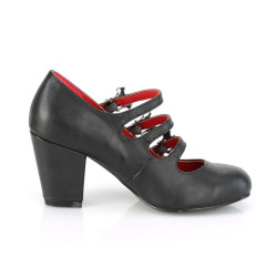 Demonia VIVIKA-38 Black Vegan Maryjane Block Heel Pumps