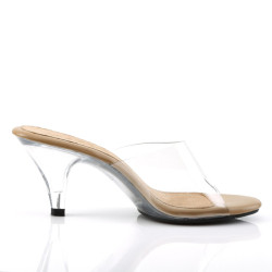 Fabulicious BELLE-301 Transparent Tan Low Heeled Mules