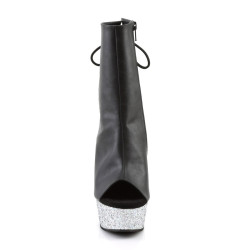 Pleaser DELIGHT-1018LG Black Vegan Silver Glitter