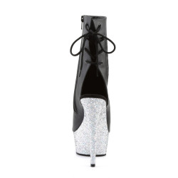 Pleaser DELIGHT-1018LG Black Vegan Silver Glitter