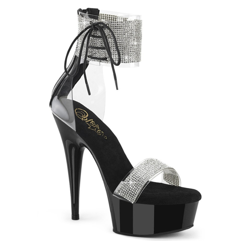 Pleaser DELIGHT-627RS Black Ankle Cuff High Heels Shoes