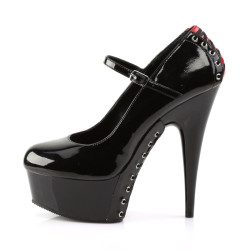 Pleaser DELIGHT-687FH Black-Red Platform Heeled Pumps