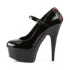 Pleaser DELIGHT-687FH Black-Red Platform Heeled Pumps