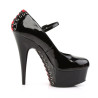 Pleaser DELIGHT-687FH Black-Red Platform Heeled Pumps