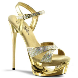 Pleaser ECLIPSE-619G Gold Stiletto Spike Heeled Sandals