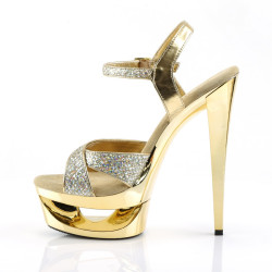 Pleaser ECLIPSE-619G Gold Stiletto Spike Heeled Sandals