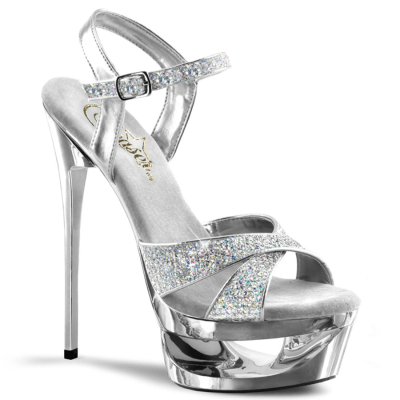 Pleaser ECLIPSE-619G Silver Stiletto High Heels Sandals Pleaser ECLIPSE-619G Silver Stiletto High Heels Sandals