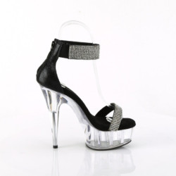 Pleaser DELIGHT-641 Black Ankle Cuff High Heeled Shoes