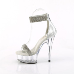 Pleaser DELIGHT-641 Silver Ankle Cuff High Heeled Shoes