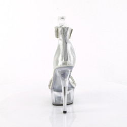 Pleaser DELIGHT-641 Silver Ankle Cuff High Heeled Shoes