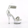 Pleaser DELIGHT-641 Silver Ankle Cuff High Heeled Shoes