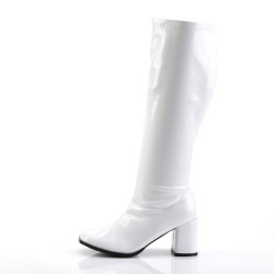 Funtasma GOGO-300WC White Patent Gogo Wide Calf Boots