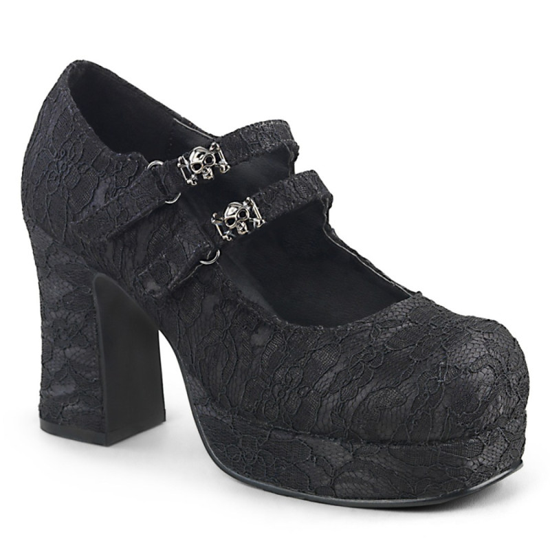Demonia GOTHIKA-09 Black Lace Punk Lolita Platform Pumps Demonia GOTHIKA-09 Black Lace Punk Lolita Platform Pumps