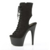 Pleaser ADORE-1016 Black Vegan Suede Heeled Ankle Boots