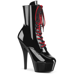 Pleaser KISS-1020-1 Black High Heeled Ankle Boots
