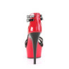 Pleaser DELIGHT-663 Red Black T-Strap High Heel Sandal