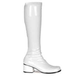 Funtasma RETRO-300 White Patent Chunky Heel 70s Boots