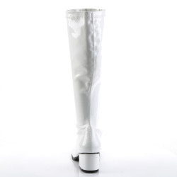 Funtasma RETRO-300 White Patent Chunky Heel 70s Boots