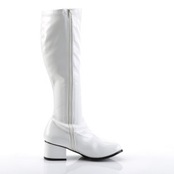 Funtasma RETRO-300 White Patent Chunky Heel 70s Boots