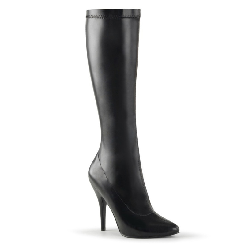 Pleaser SEDUCE-2000 Black Vegan Stiletto Heeled Boots Pleaser SEDUCE-2000 Black Vegan Stiletto Heeled Boots