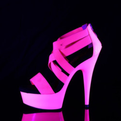 Pleaser DELIGHT-669UV Pink Neon Strapy High Heels Shoes