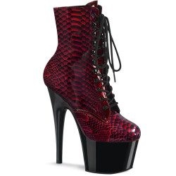 Pleaser ADORE-1020SP Red Snake Print Patent Black Sale