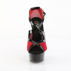 Pleaser DELIGHT-652-1 Black Patent Red Fishnet Sale