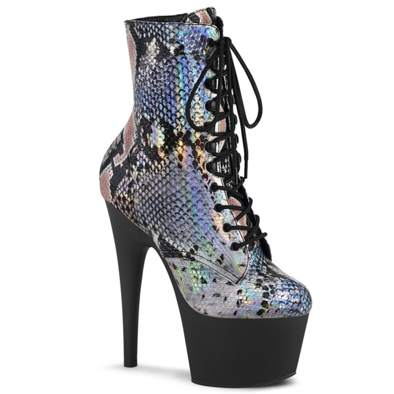 Pleaser ADORE-1020SP Silver Hologram Snake Print Black