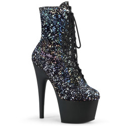 Pleaser ADORE-1020SPLAT Black Velvet Silver Hologram